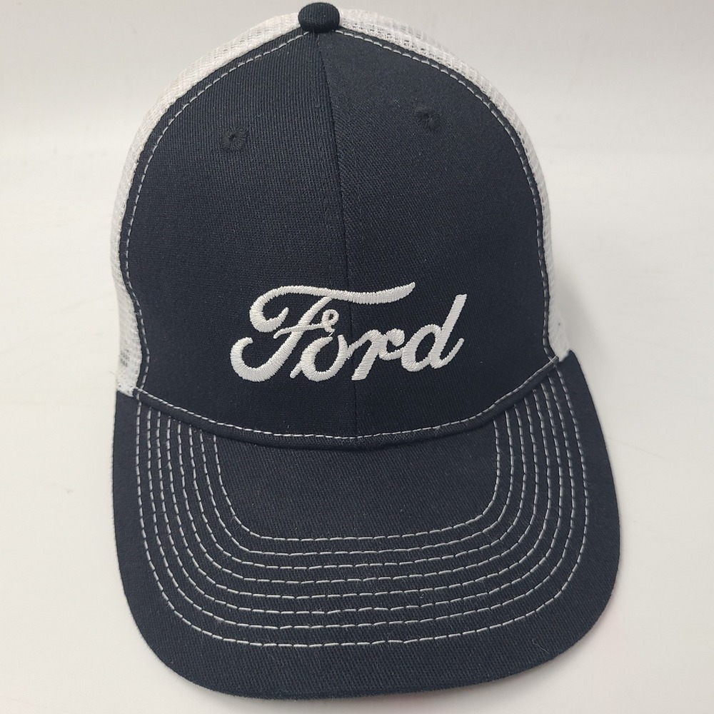 Ford Hat Snapback Trucker Mesh Black White Logo Script Car Truck Advertising Men